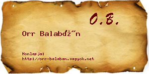 Orr Balabán névjegykártya